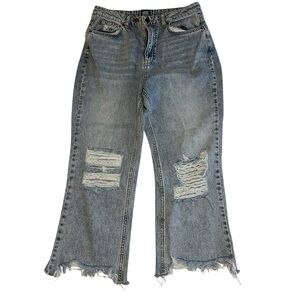 Womens BDG Urban Outfitters Distressed Light Wash Frayed Hem Denim Jeans / 30